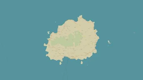 Pulau Bawean in the Java Sea on a topographic, OSM Humanitarian style map Stockillustratie