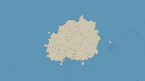 Pulau Bawean in the Java Sea on a topographic, OSM standard style map Illustration