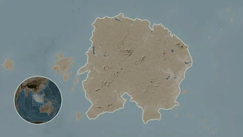 Pulau Billiton Island in the Java Sea. Sepia map. Slide 動画素材 302809504