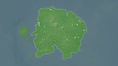 Pulau Billiton Island in the Java Sea. Physical map. Zoom 動画素材 303007035