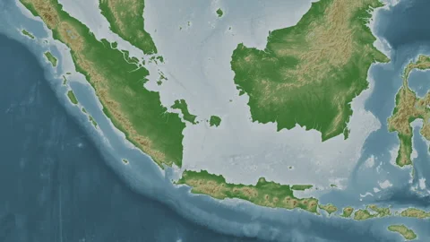 Pulau Billiton Island in the Java Sea. Physical map. Zoom Stock Footage 321983634