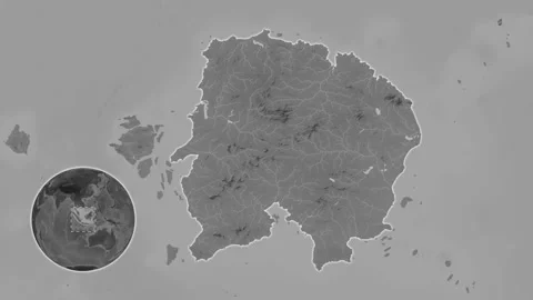 Pulau Billiton Island in the Java Sea. Bilevel map. Slide Stock Footage 324797128