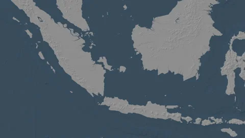 Pulau Billiton Island in the Java Sea. Steel Blue map. Slide Stock Footage 331722777