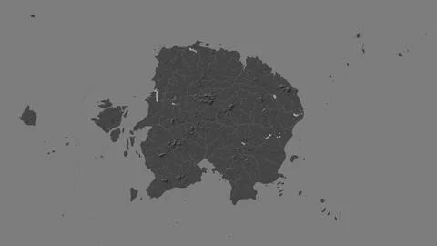 Pulau Billiton in the Java Sea on a bilevel elevation map Illustrazione stock