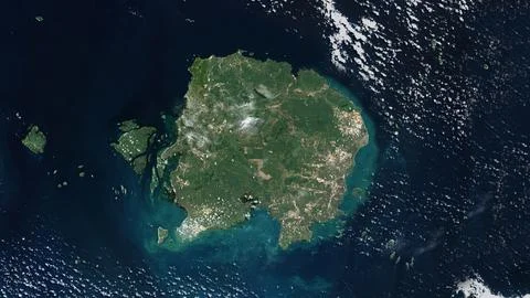 Pulau Billiton in the Java Sea on a satellite image taken in September 22, 20 Ilustración de archivo