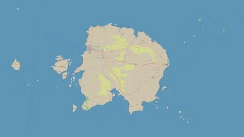 Pulau Billiton in the Java Sea on a topographic, OSM standard style map Stock Illustration