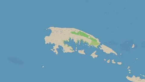 Pulau Kangean in the Java Sea on a topographic, OSM standard style map Ilustração Stock