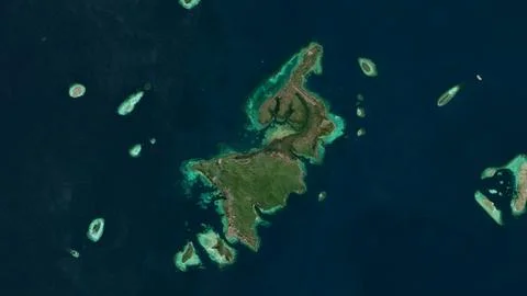 Pulau Karimunjawa in the Java Sea on a satellite image taken in August 5, 201 Ilustración de archivo