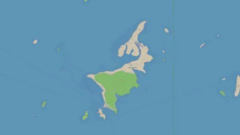 Pulau Karimunjawa in the Java Sea on a topographic, OSM standard style map Illustrazione stock