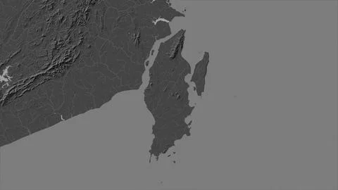 Pulau Laut in the Java Sea on a bilevel elevation map Ilustração Stock