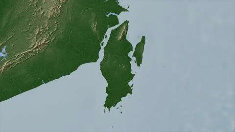 Pulau Laut in the Java Sea on a colored elevation map Stock Illustration