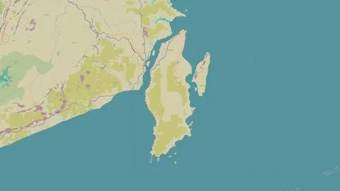 Pulau Laut in the Java Sea on a topographic, OSM Humanitarian style map Stockillustratie