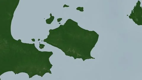 Pulau Lepar in the Java Sea on a colored elevation map Stockillustratie