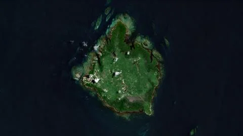 Pulau Liat in the Java Sea on a satellite image taken in March 29, 2024 Ilustración de archivo