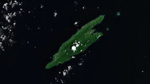 Pulau Matasiri in the Java Sea on a satellite image taken in February 17, 201 Ilustración de archivo