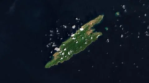 Pulau Matasiri in the Java Sea on a satellite image taken in November 4, 2019 イラスト素材