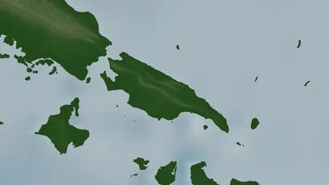 Pulau Paliat in the Java Sea on a colored elevation map Illustrazione stock