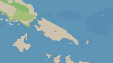 Pulau Paliat in the Java Sea on a topographic, OSM standard style map Stockillustratie