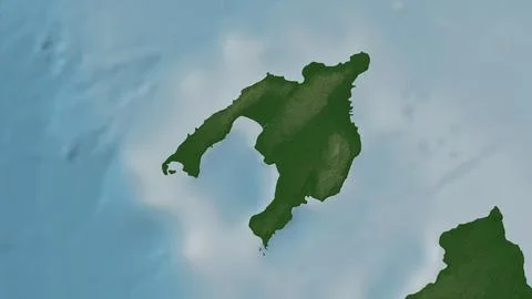 Pulau Panaitan in the Java Sea on a colored elevation map Stock Illustration