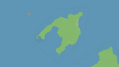 Pulau Panaitan in the Java Sea on a topographic, OSM standard style map Ilustración de archivo