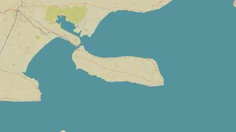 Pulau Poteran in the Java Sea on a topographic, OSM Humanitarian style map Stockillustratie