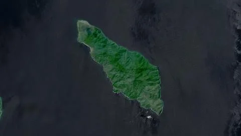 Pulau Tabuhan in the Java Sea on a satellite image taken in February 22, 2020 Stock-Illustration