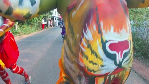 Puli Kali Indian folk dance Stock Footage 159348343