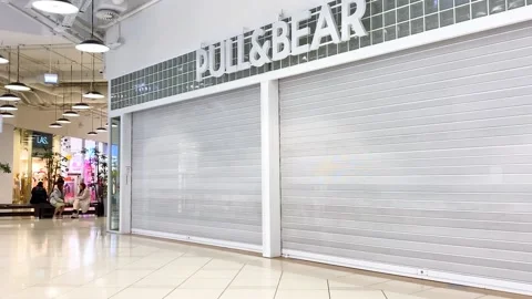 Pull and Bear store suspends work in Russia. Brand shops are closed Video stock 171725396