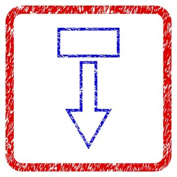Pull Arrow Down Grunge Framed Icon 스톡 일러스트