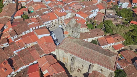 Pull Away From Acebo Church Over Village and Hills Stock Footage 336560257