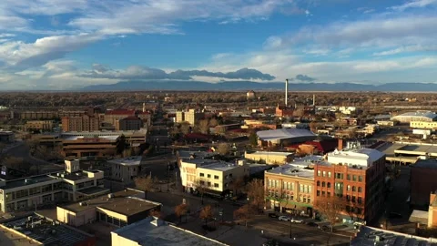 Pull away drone shot of downtown Pueblo, Colorado Stock Footage 261485078