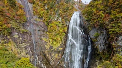 Pull-Away Drone Shot of Yasu-noTaki Falls, Japan Stock Footage 172953100