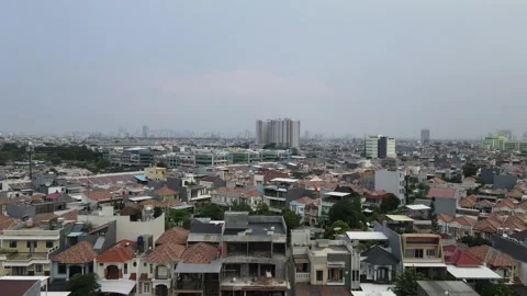 Pull away the drone view from the cityscape Stock Footage 260865183