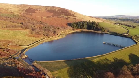 Pull away from reservoir Stock Footage 319573635