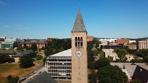 Pull Away Shot of the Jennie McGraw Tower at Cornell University Stock Footage 93619011