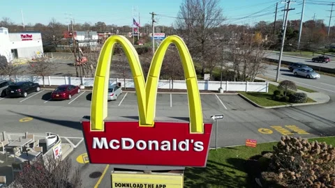 Pull Away Shot of a McDonalds Sign Stock Footage 242296247