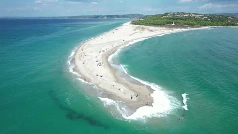 Pull back, 4K video of Possidi Beach, Greece. Stock Footage 162486696