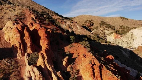 Pull Back Aerial of Red Rock Desert in Nevada - Drone Shot Stock Footage 111389290
