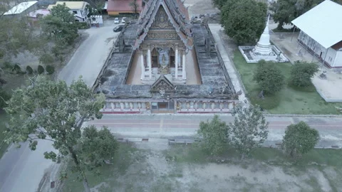 Pull back aerial temple Stock Footage 296137373