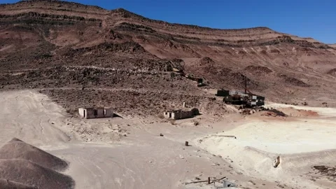 Pull Back from Bonnie Claire Ghost Town - Drone Stock Footage 133498397