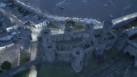 Pull Back Conwy Castle Stock Footage 289835740