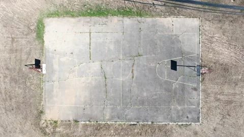 Pull back, drone view of old playground. Horizontal Video Stock Footage 194019581