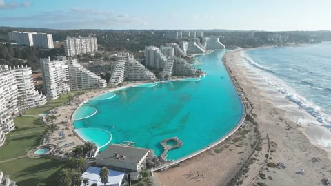 Pull back flight over San Alfonso del Mar revealing the full extent of the Stock Footage 336268244