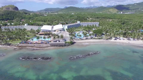 Pull back out to Malta's landscape from resort Stock Footage 66338974