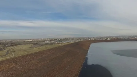Pull back over dam reveal Stock Footage 71766329