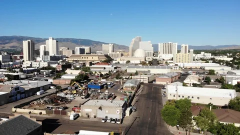 Pull Back Over Industrial Area in Reno Nevada - Aerial Drone Stock Footage 114148902