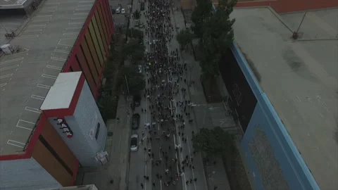 Pull back on Protesters Stock Footage 132164988