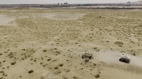 Pull Back Reveal of Desert Development Area in Al Ahsa, Saudi Arabia Stock Footage 341396721