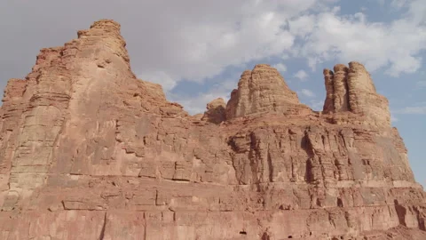 Pull back, reverse reveal. Mountains and Palms. Saudi Arabia. Aerial 4K Stock Footage 196827226