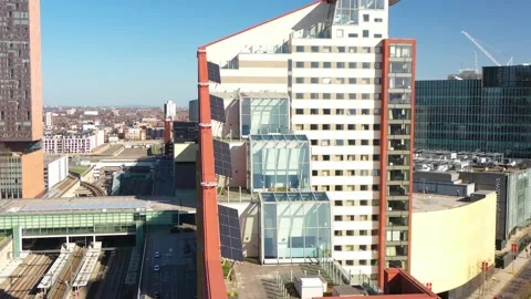 Pull back shot of a beautiful city appartment home, drone shot 스톡 동영상 152053051